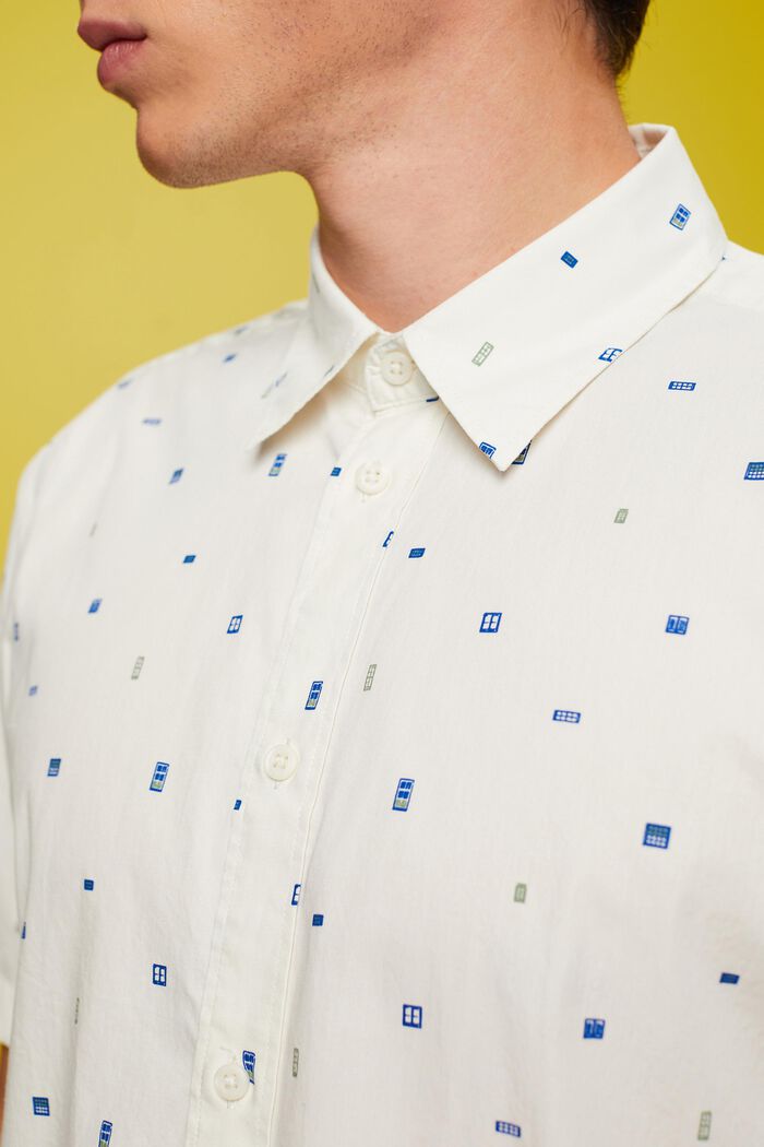 Mönstrad kortärmad skjorta, 100 % bomull, ICE, detail image number 2
