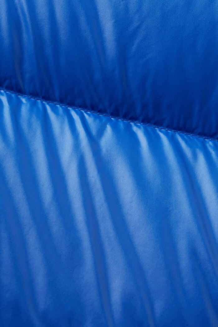 Glansig pufferjacka med dun, BRIGHT BLUE, detail image number 4