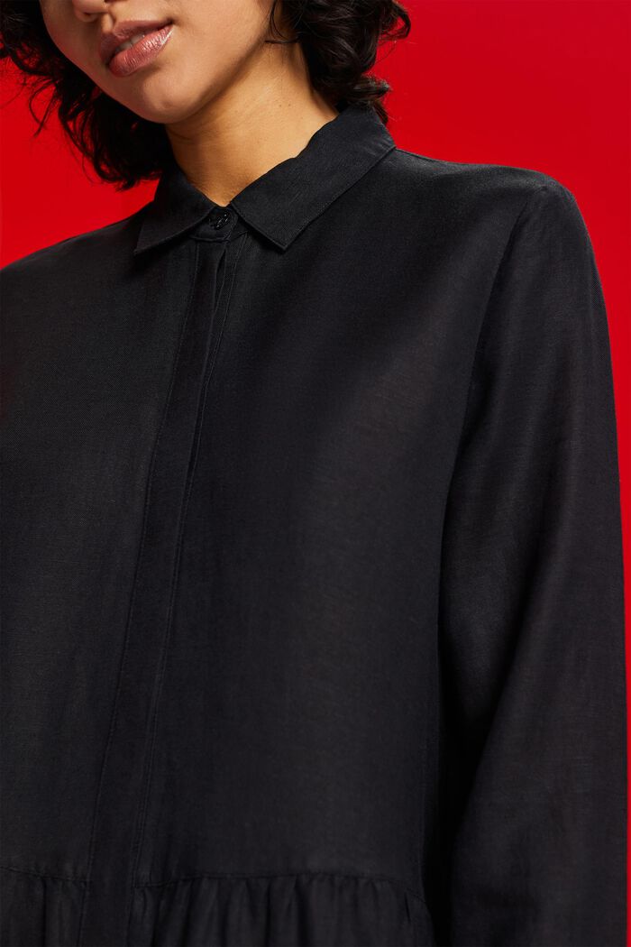 Skjortklänning i minilängd av linnemix, BLACK, detail image number 2