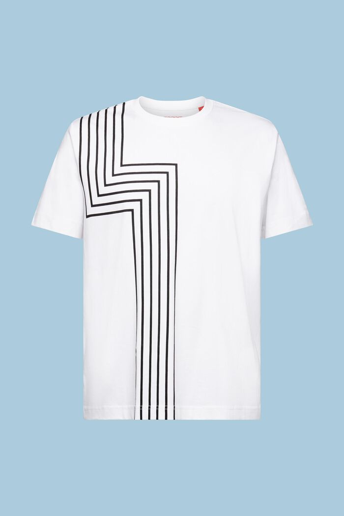 T-shirt i pimabomull med tryck, WHITE, detail image number 6