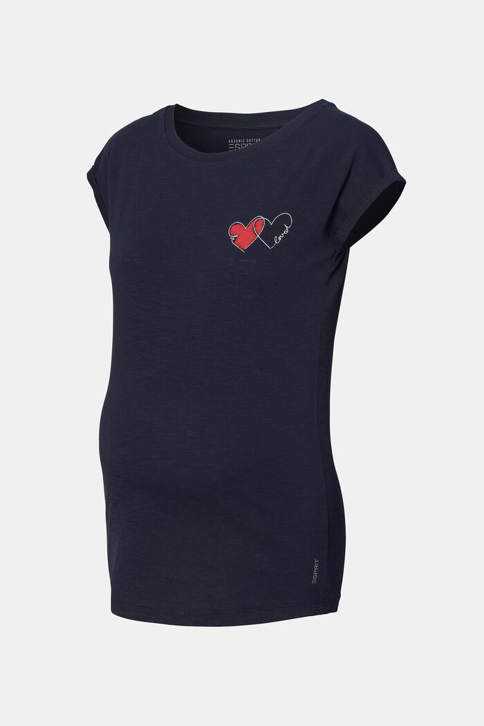 T-shirt med hjärttryck, ekobomull, NIGHT SKY BLUE, detail image number 4
