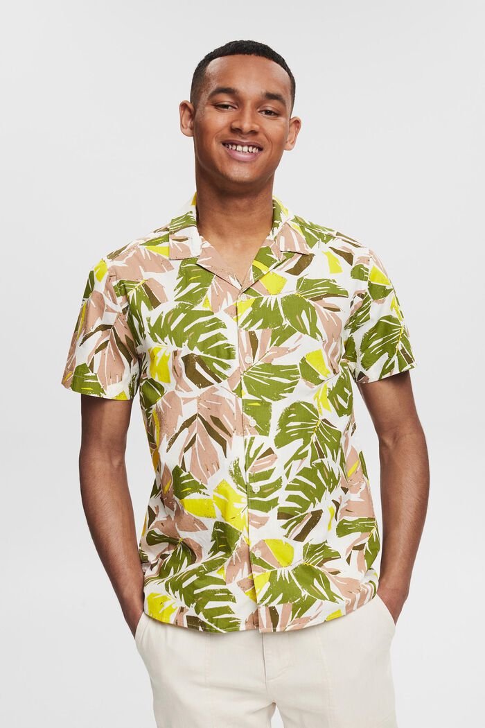 Skjorta med tropiskt bladmönster, LIGHT BEIGE, detail image number 0