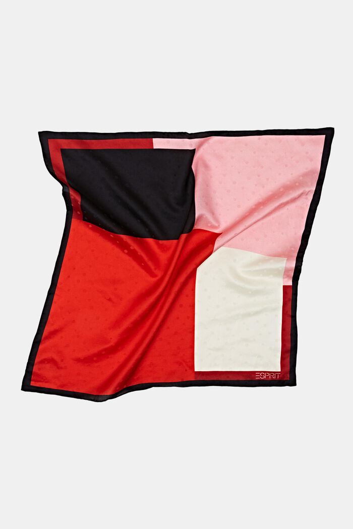 Fyrkantig mönstrad scarf i silkesblandning, RED, detail image number 1