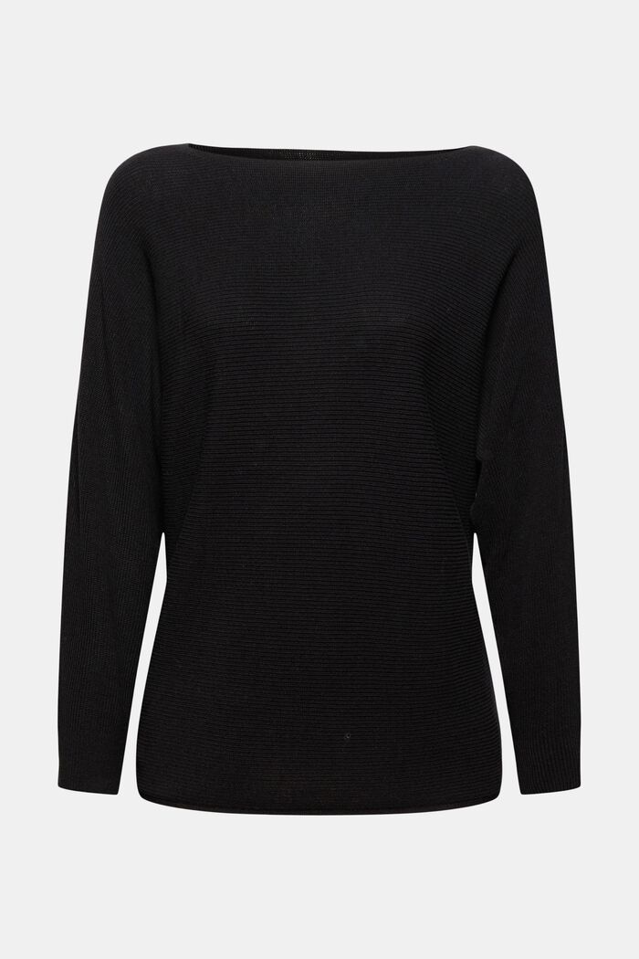 Båtringad tröja i ekologisk bomull/TENCEL™, BLACK, detail image number 0