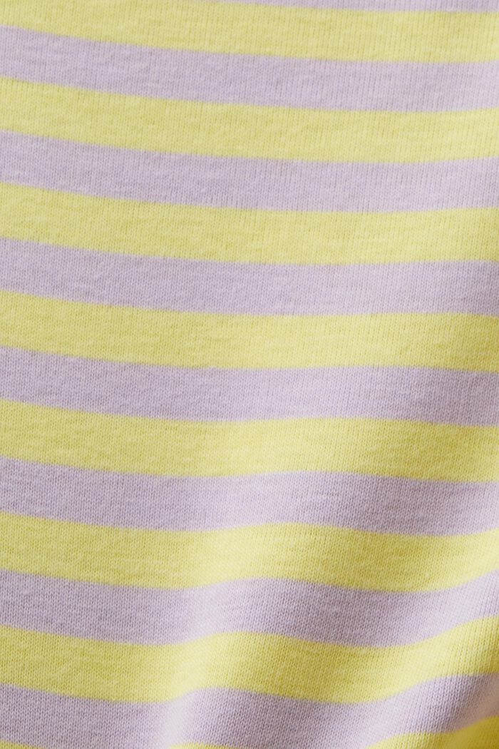 Randig bomulls-T-shirt med logotryck, PASTEL YELLOW, detail image number 5