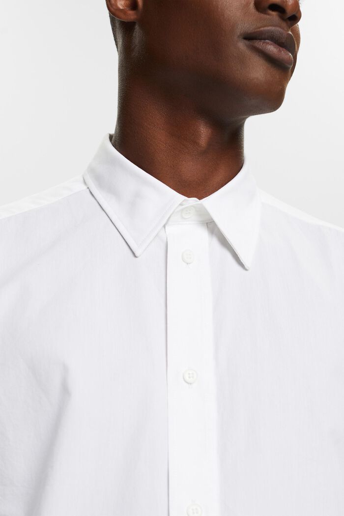 Kortärmad skjorta i bomullspoplin, WHITE, detail image number 3