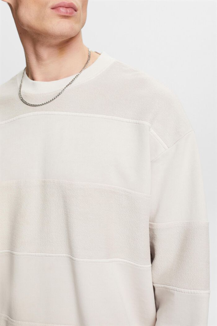 Sweatshirt i texturerad ekologisk bomull, LIGHT BEIGE, detail image number 3