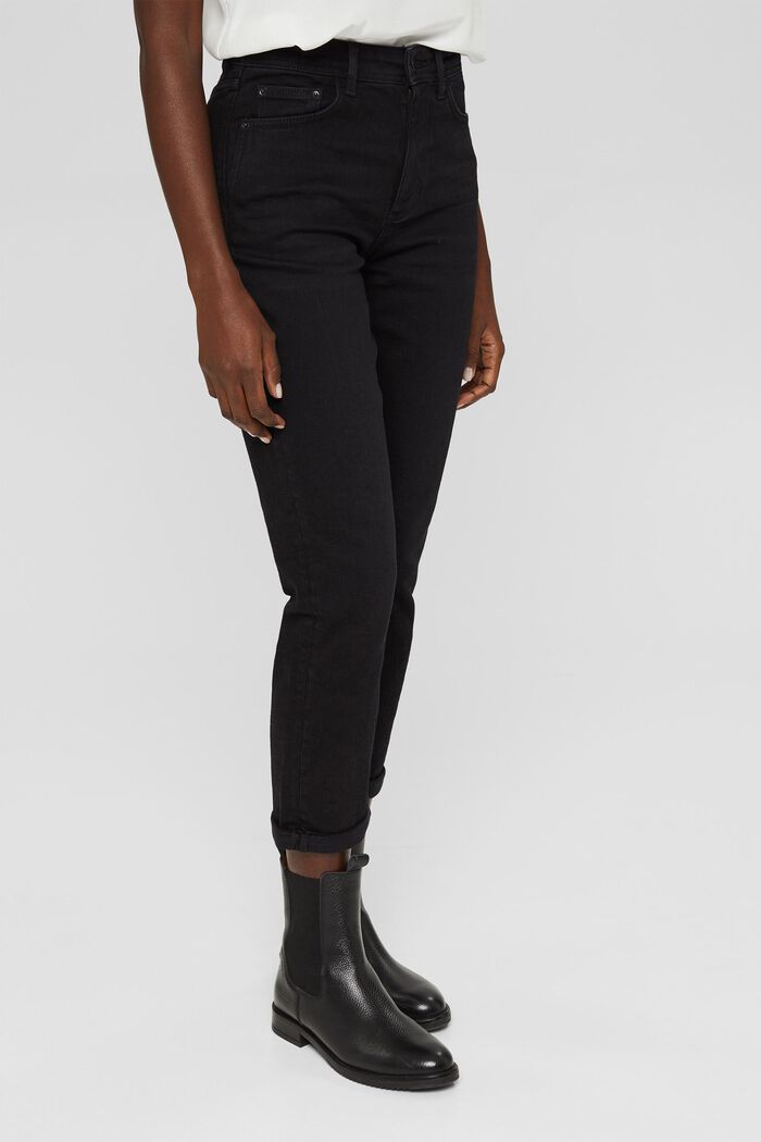 Ankelkorta jeans i bomullsstretch, BLACK DARK WASHED, detail image number 0