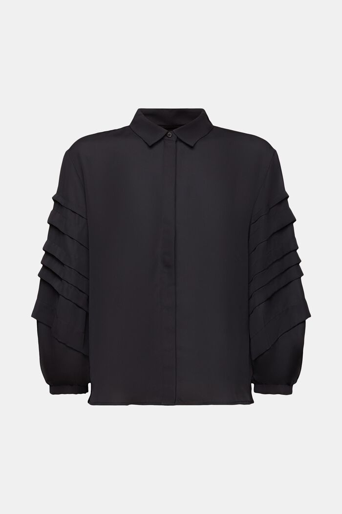 Plisserad skjortblus, BLACK, detail image number 6