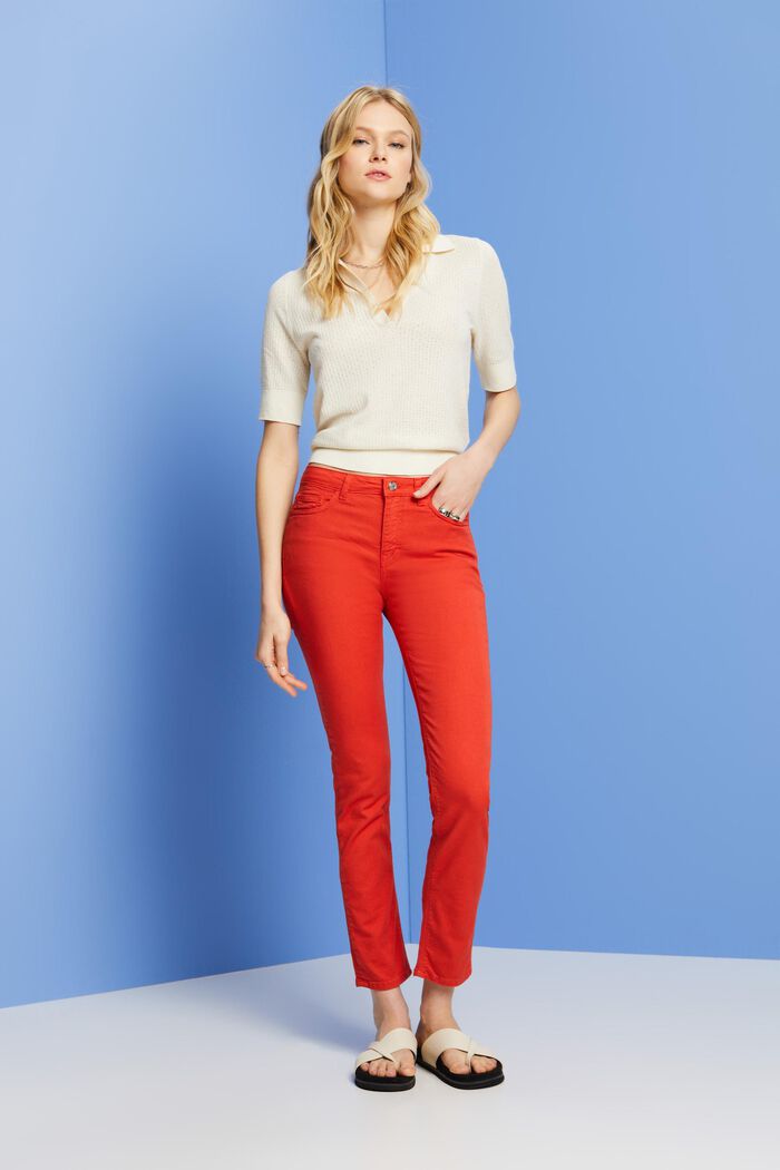 Smala jeans med medelhög midja, ORANGE RED, detail image number 5