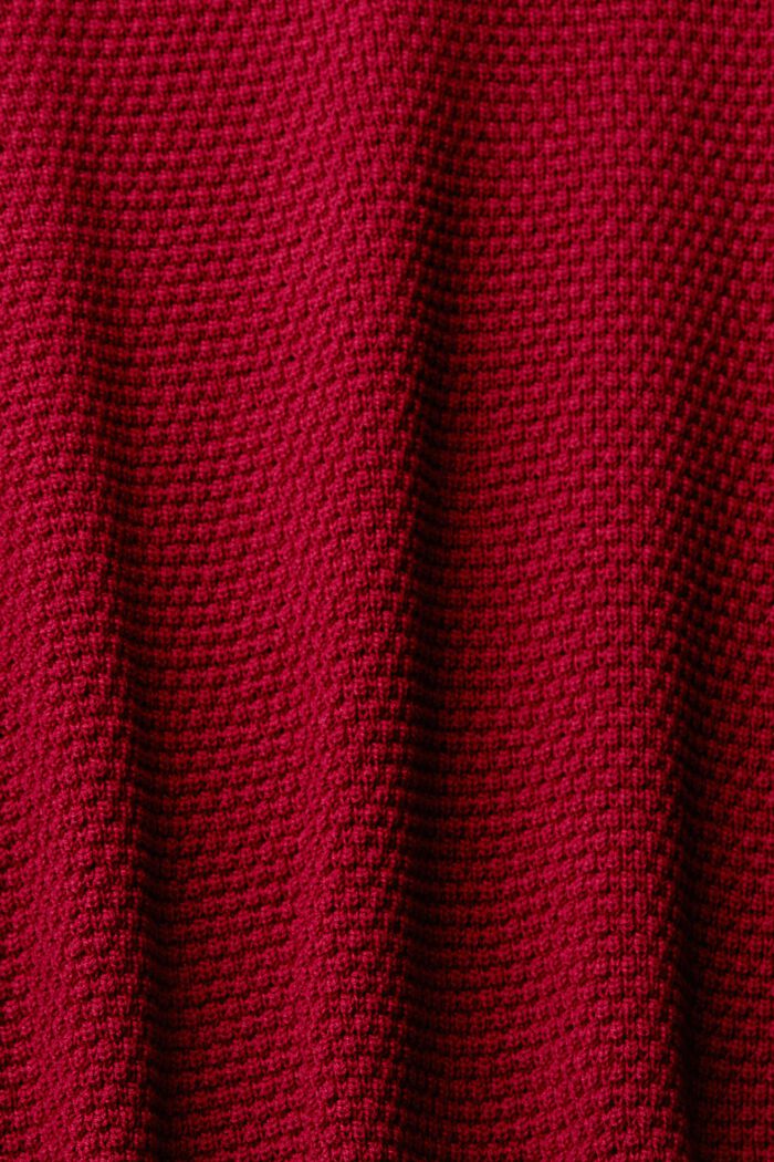 Strukturerad tröja med halvpolokrage, bomullsmix, CHERRY RED, detail image number 1