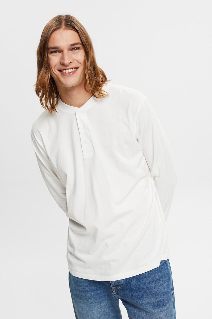 Långärmad tröja med knappar, OFF WHITE, detail image number 4