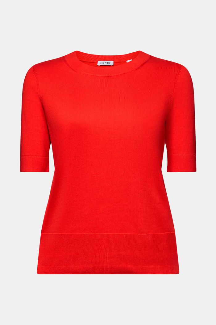 Kortärmad rundringad tröja, RED, detail image number 6