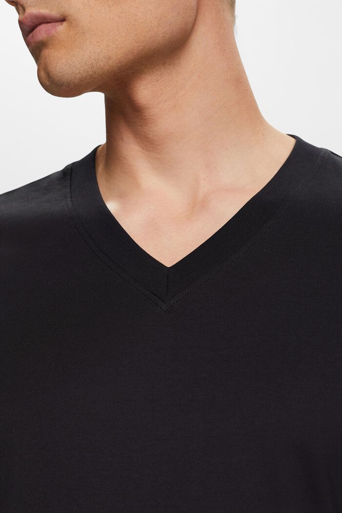 V-ringad T-shirt i jersey, 100% bomull, BLACK, detail image number 2