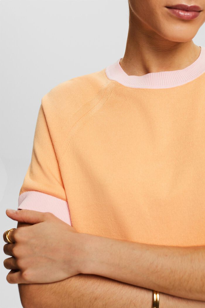 Tvåfärgad kortärmad tröja, PASTEL ORANGE, detail image number 3