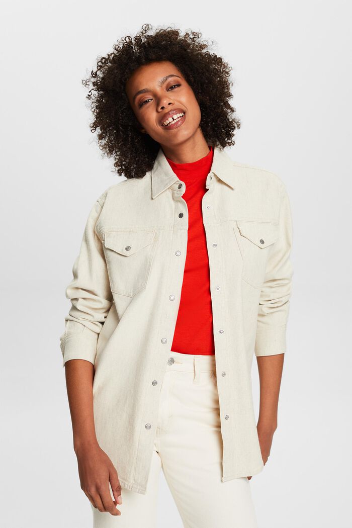 Långärmad skjortjacka, OFF WHITE, detail image number 0