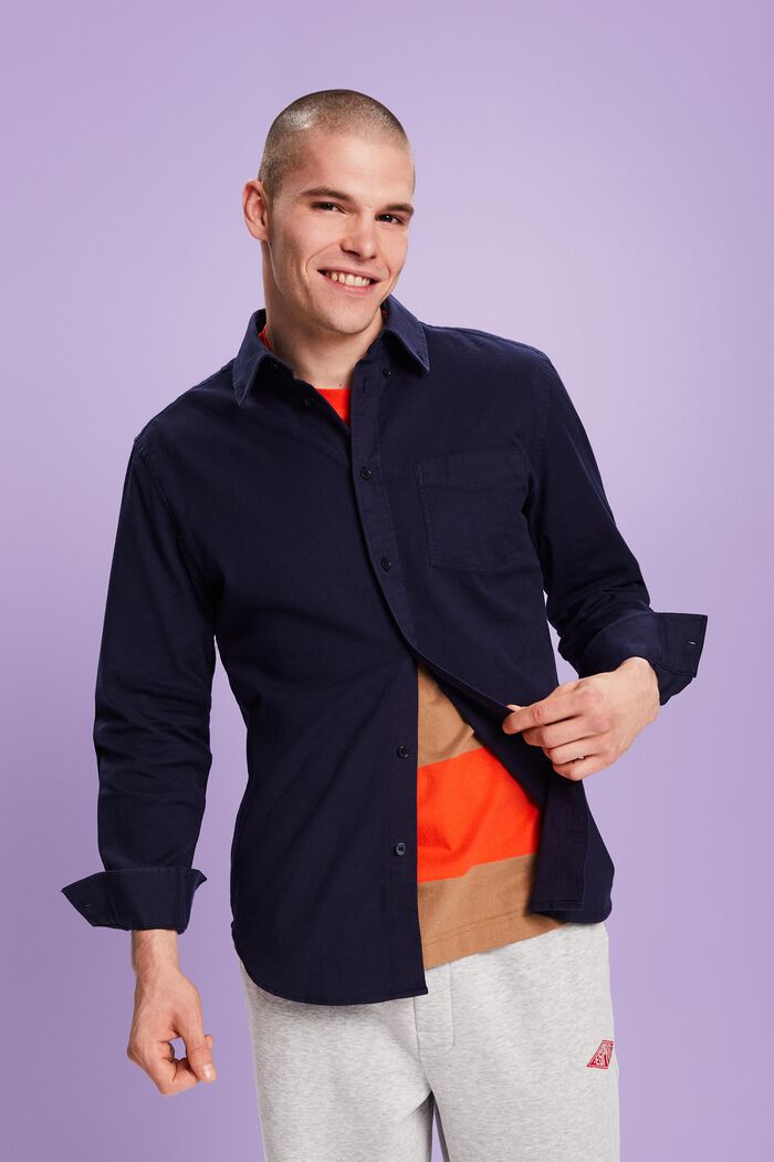 Skjorta i twill med normal passform, NAVY, detail image number 4