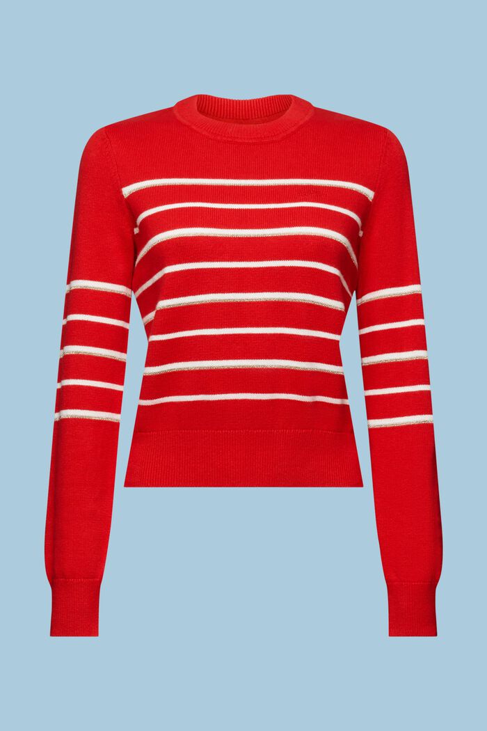 Randig stickad tröja med kaschmir, RED, detail image number 4
