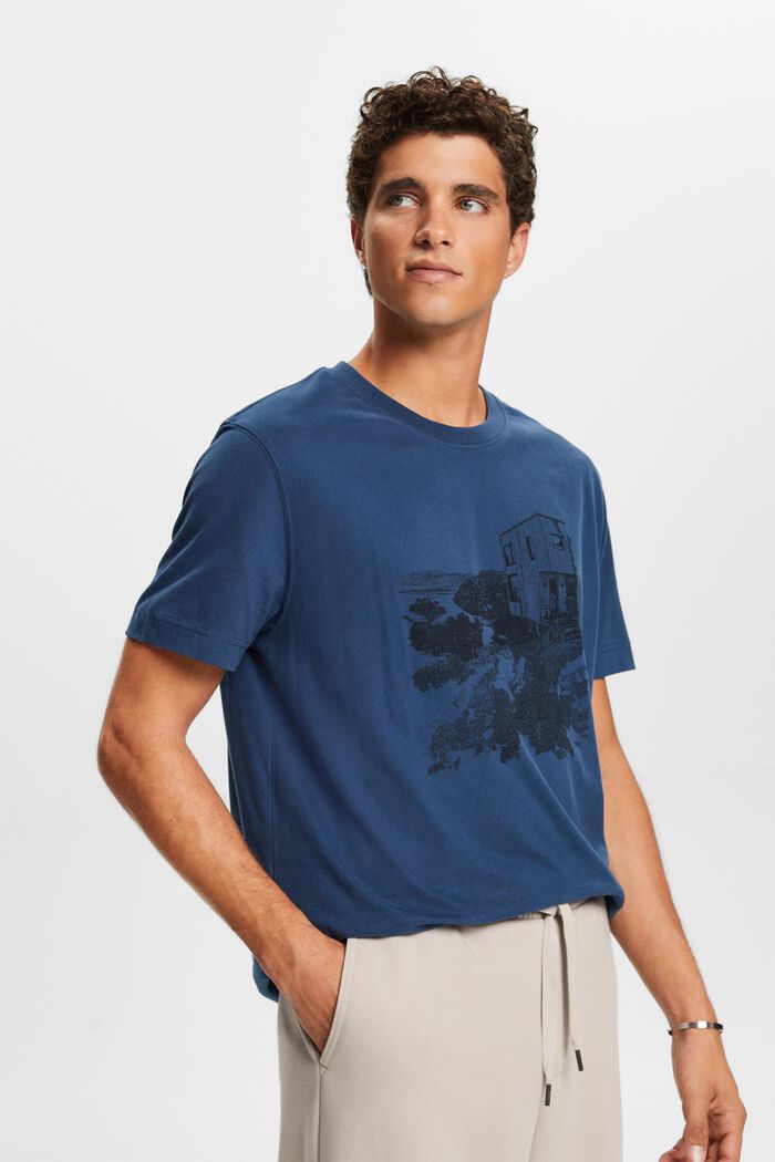 T-shirt med grafiskt tryck, BLUE, detail image number 2