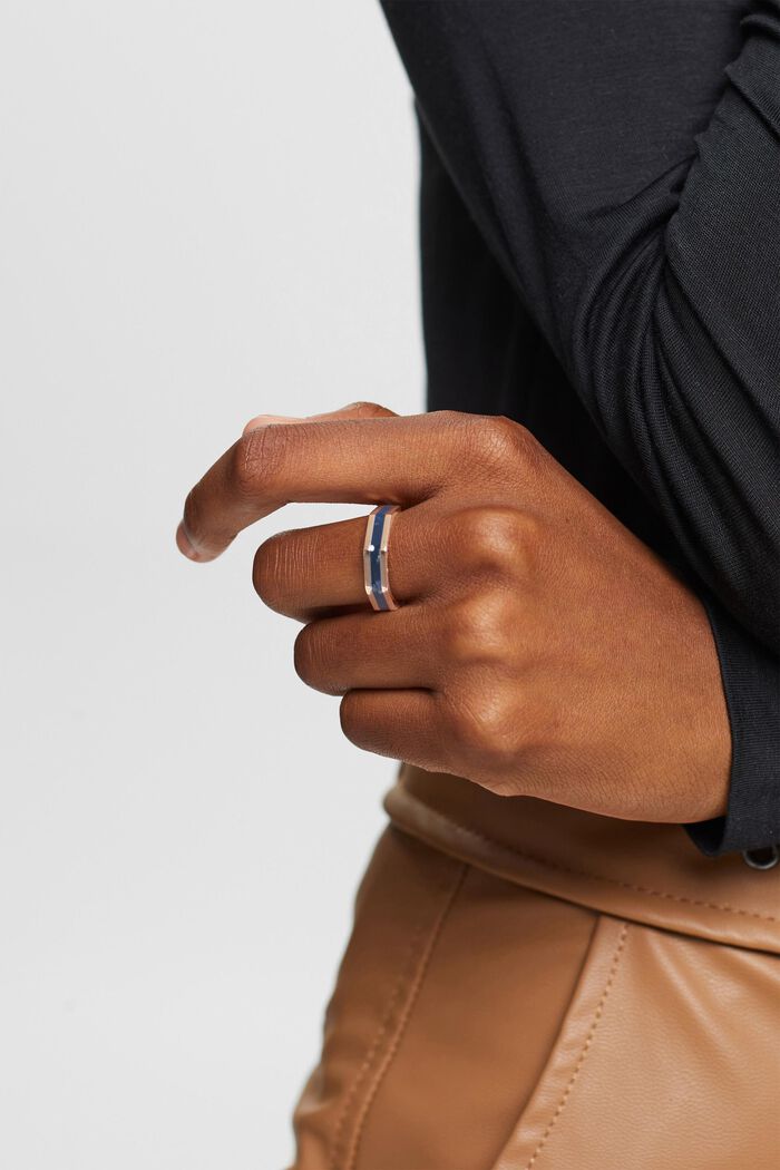 Kantig ring med färg, rostfritt stål, ROSEGOLD, detail image number 2