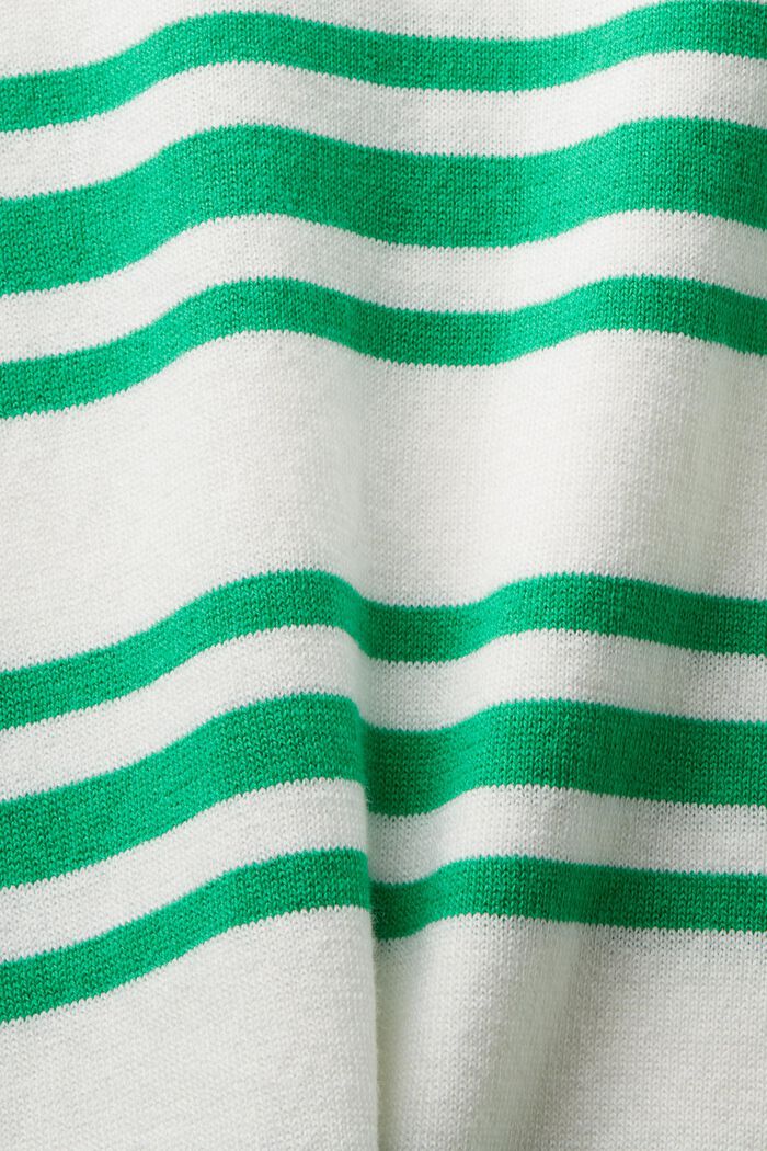 Randig, V-ringad tröja i bomull, GREEN, detail image number 5