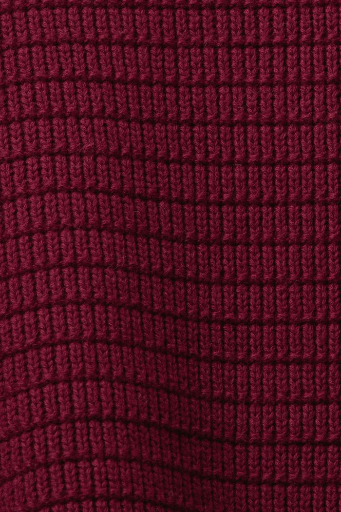 Stickad tröja i texturerad bomull, GARNET RED, detail image number 6
