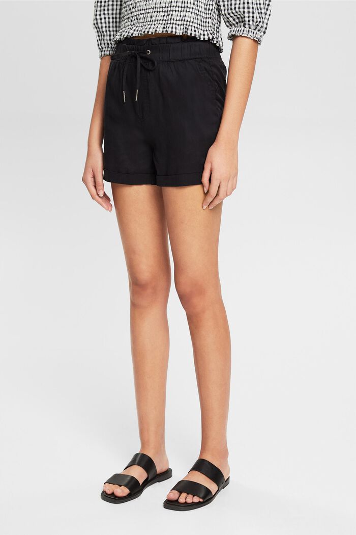 Av TENCEL™: shorts med dragskolinning, BLACK, detail image number 1