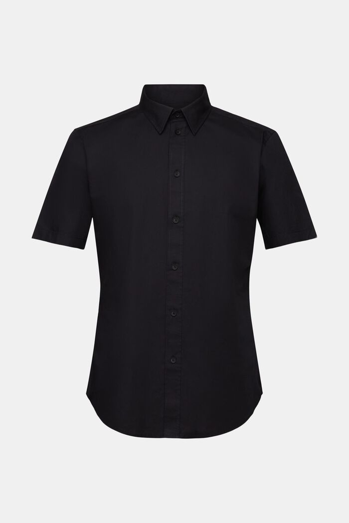 Kortärmad skjorta i bomullspoplin, BLACK, detail image number 6