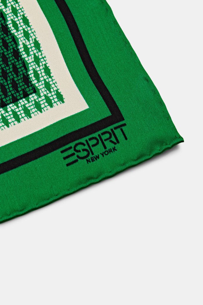 Fyrkantig scarf i tryckt siden, EMERALD GREEN, detail image number 1
