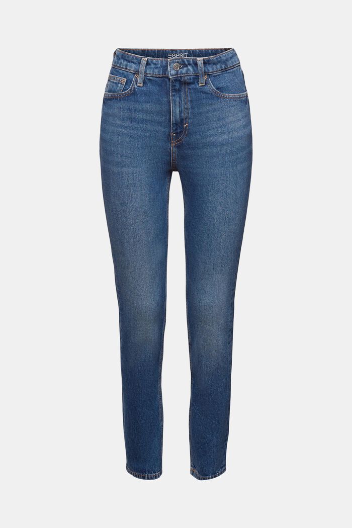 Jeans med smal passform och hög midja, BLUE MEDIUM WASHED, detail image number 7