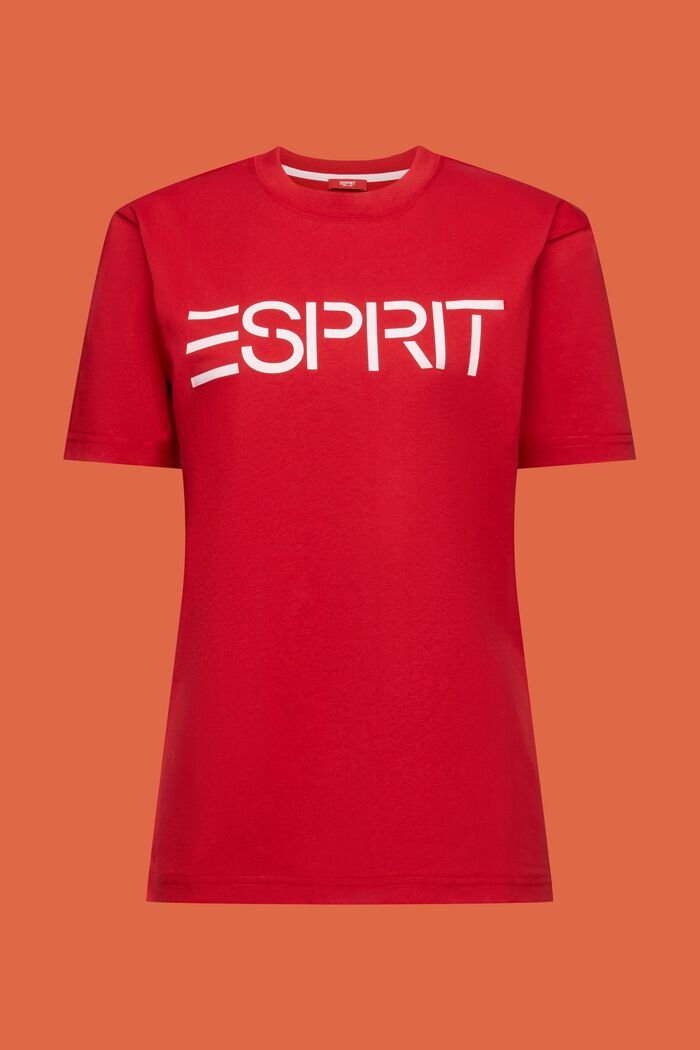T-shirt i bomullsjersey med logo, unisexmodell, RED, detail image number 8