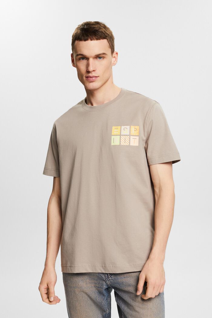 T-shirt i bomullsjersey med logo, LIGHT TAUPE, detail image number 4