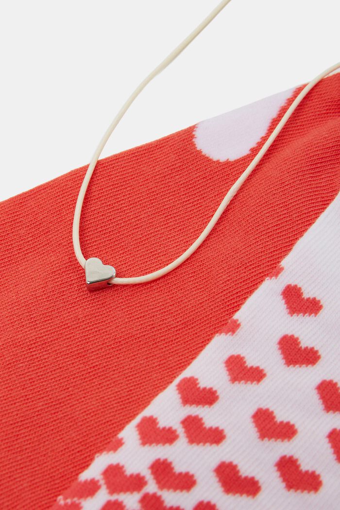Strumpor med hjärtan i 2-pack + gratis LOVE-armband, ORANGE, detail image number 1