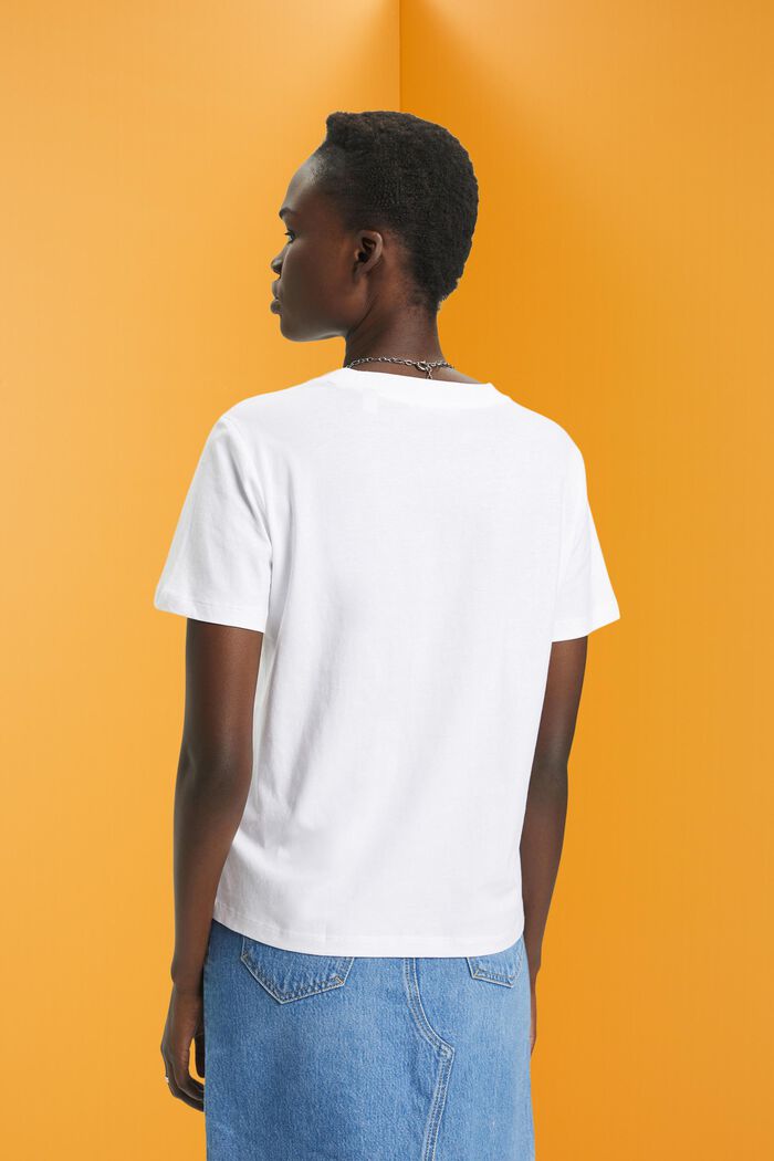 Bomulls-T-shirt med blomtryck, WHITE, detail image number 3
