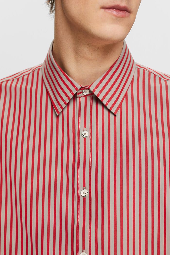 Randig skjorta i poplin, DARK RED, detail image number 2