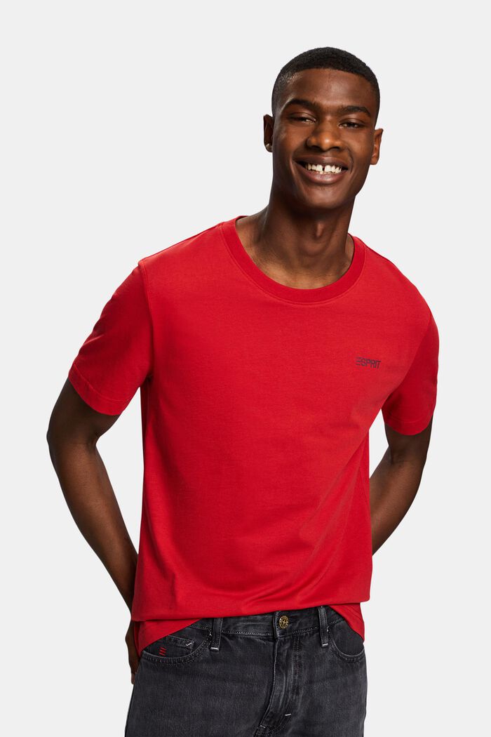 T-shirt i bomullsjersey med logo, DARK RED, detail image number 0