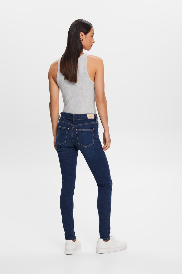 Skinny-jeans med mellanhög midja, BLUE DARK WASHED, detail image number 3