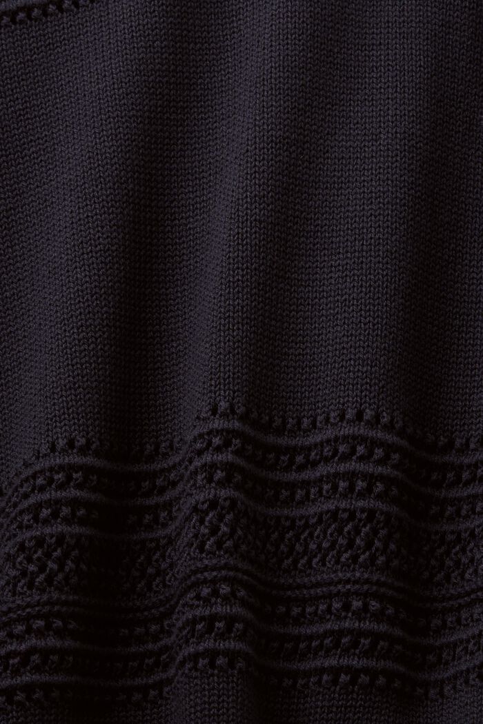 Hålstickad tröja med rund ringning, BLACK, detail image number 4