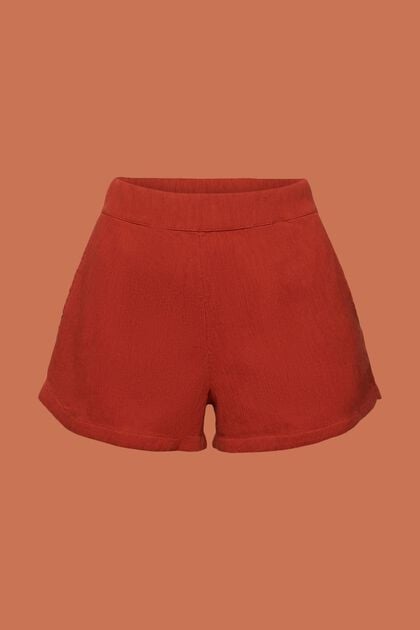 Krinklade dra på-shorts i bomull