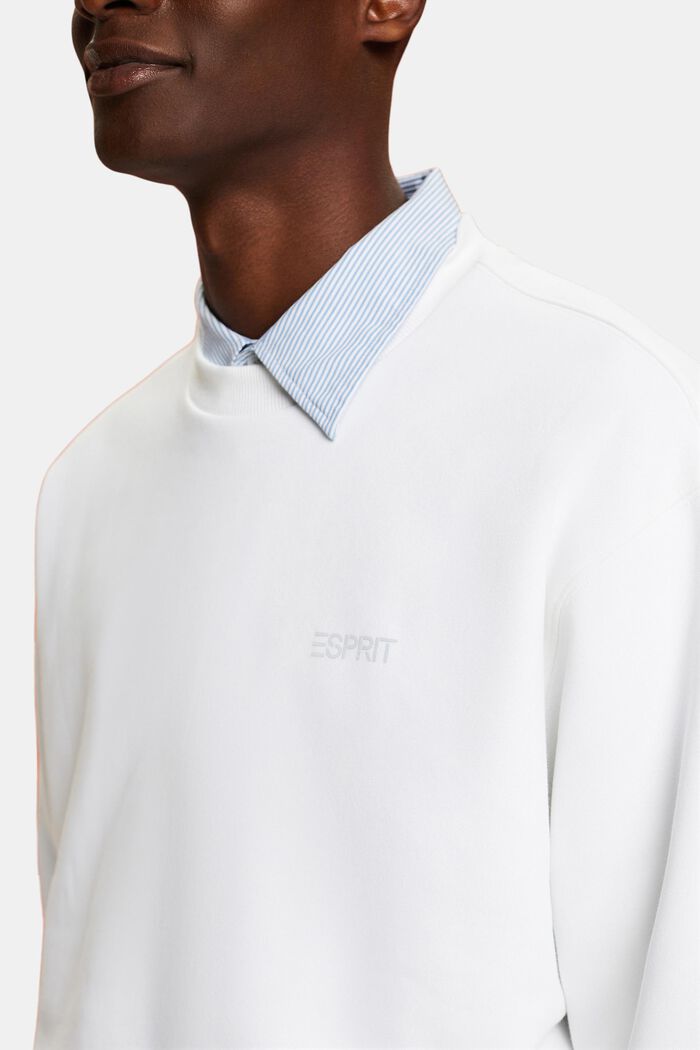 Sweatshirt i fleece med logo, unisexmodell, WHITE, detail image number 3
