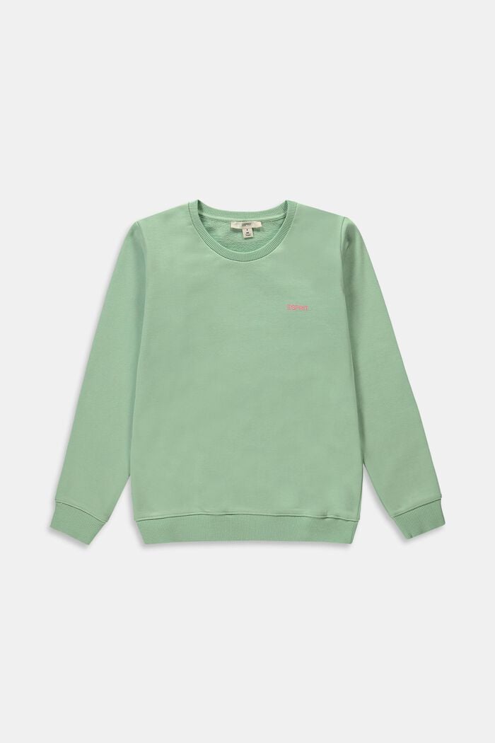 Sweatshirt med litet logotryck, PISTACCHIO GREEN, overview