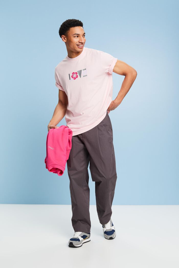 T-shirt i pimabomull med tryck, unisexmodell, PASTEL PINK, detail image number 1