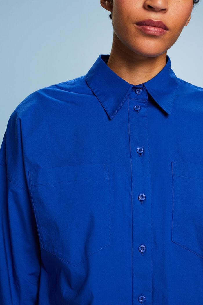 Helknäppt skjorta i bomullspoplin, BRIGHT BLUE, detail image number 3