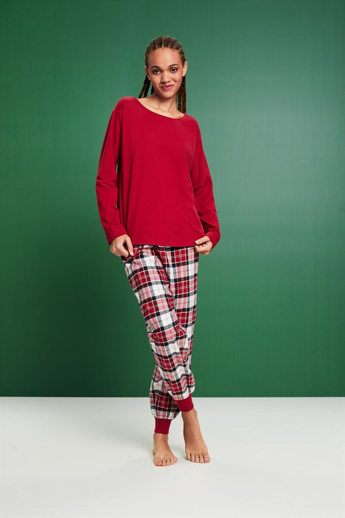 Rutig pyjamas i flanell, NEW RED, detail image number 1