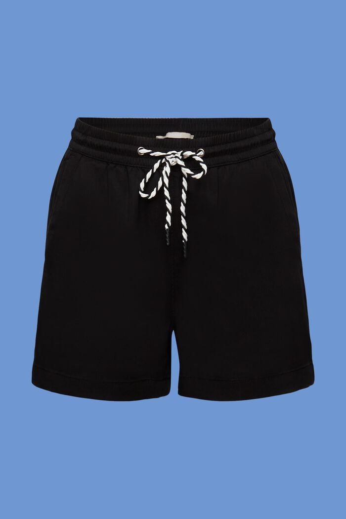 Pull-on shorts med dragsko i midjan, BLACK, detail image number 7