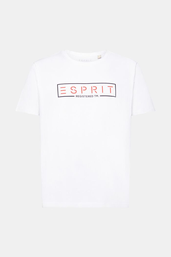 Jersey-T-shirt med logo, 100% bomull, WHITE, detail image number 6
