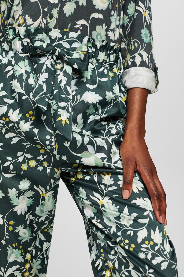 Med siden: pyjamasbyxa med paperbaglinning, DARK TEAL GREEN, detail image number 2