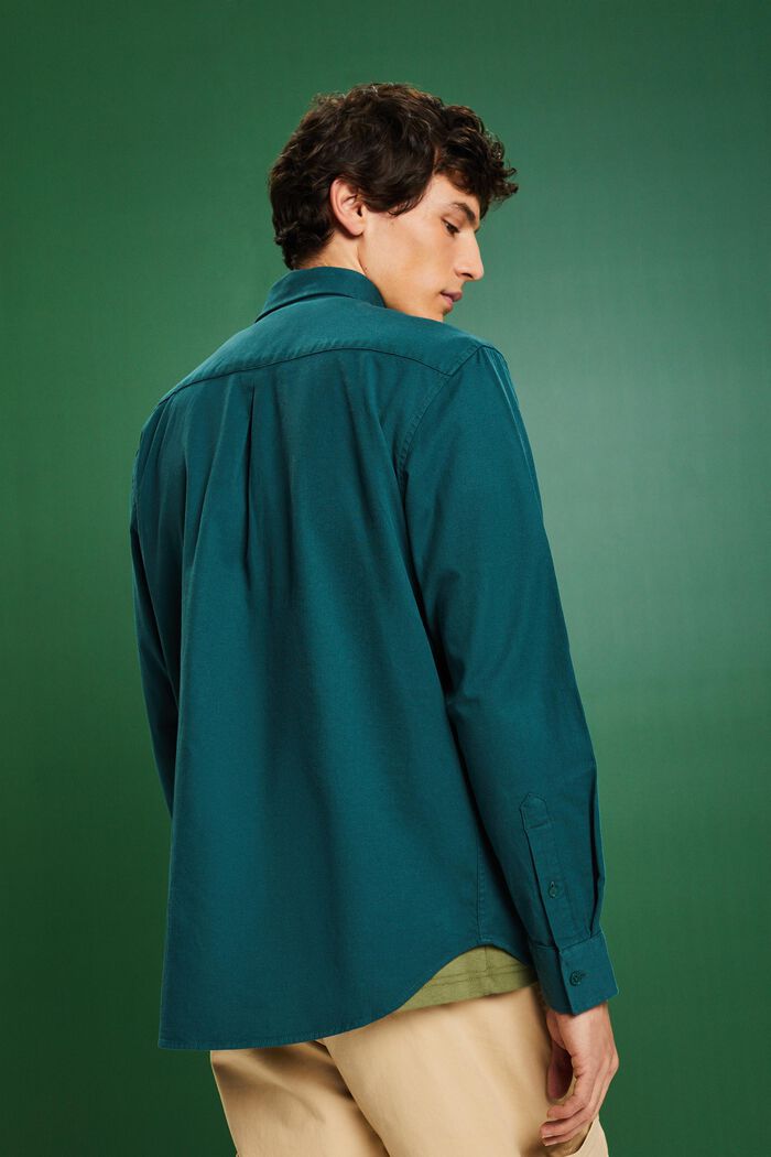Skjorta i twill med normal passform, EMERALD GREEN, detail image number 2