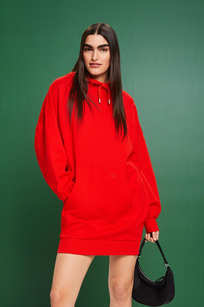 Oversized sweatshirtklänning med huva, RED, detail image number 0