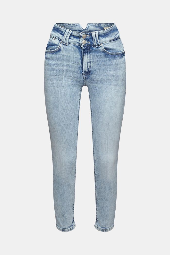 Jeans i bomullsstretch, BLUE BLEACHED, overview